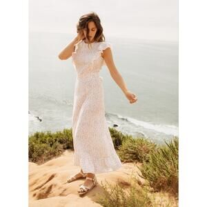 Christy Dawn Peyton Maxi Dress Women's Ivory Red Linen Floral Size Small